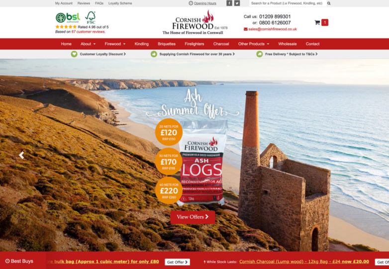 Website Design using existing branding for Cornish Firewood in Redruth