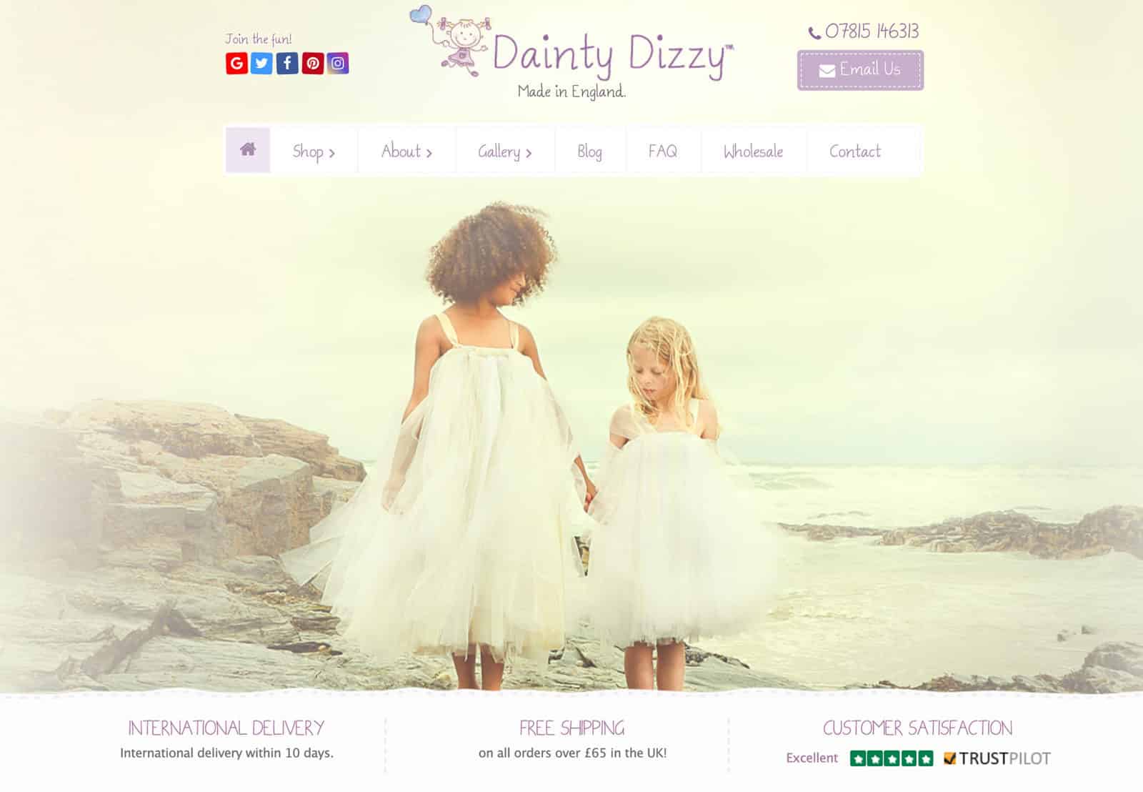 Website Design using existing branding for Dainty Dizzy