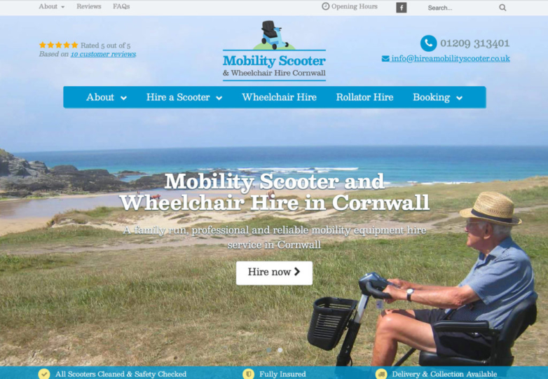 Logo and Website Design for Mobilty Scooter Hire Cornwall